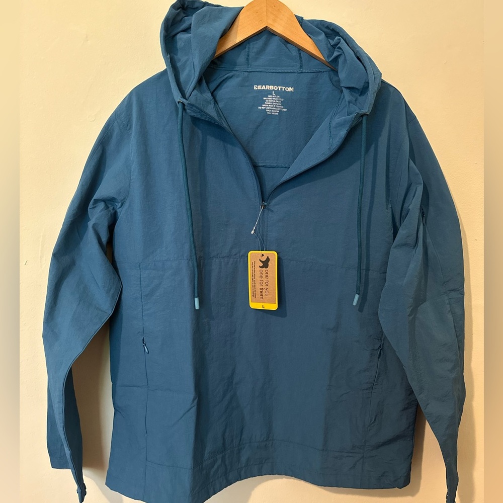 Men's Lightweight Teal Windbreaker Hoodie - Picture 2 of 5